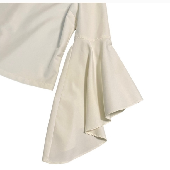 INA Cream/White Off The Shoulder  Exaggerated Bell Sleeve Top Size L - Picture 4 of 12